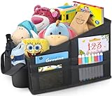 WOCVRYY Autositz Organizer Auto Kinder Rücksitz Zubehör Innenraum Frauen Beifahrersitz Organizer für Spielzeug Bücher Snacks mit Getränkehalter Gurtbefestigung