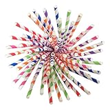 100 Stück Papier Strohhalme, Einweg Abbaubarkes Papier Trinkhalme, Cocktail Farbe Kreative Dekoration Strohhalme, für Smoothies, Saft, Cocktail, Heißgetränk