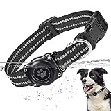 Airtag Hundehalsband, zu 100% wasserdichte Integrierte Apple AirTag Hundehalsbänder, Reflektierendes GPS Hundehalsband mit Hartem PC AirTag Halterungsgehäuse für Kleine & Große Hunde (Schwarz)