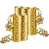 Luftschlangen Metallic Gold, Party Deko - 5 Rollen mit 18 Glitzernden Luftschlangen für Geburtstag -5STK-