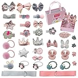 36 Stücke Kinder Schleife Haargummis Haarschmuck Set, Comius Sharp Kinder Mädchen Haarbögen Haarspangen mit Geschenkbox für Kinder Geburtstagsgeschenk Kindertagsgeschenk