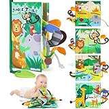 BBWOO Baby Spielzeug 0 3 6 Monate,Babybuch Quiet Book knisterbuch stoffbuch fühlbuch Baby Buch Kinderwagen Spielzeug Kette sensorik Spielzeug für Baby Geschenk Junge mädchen