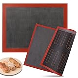 2 Stück Silikon Backmatte, 40x30cm Silikonmatte Antihaft Dauerbackmatte Wiederverwendbar Backmatte Silikon Backofen Rutschfestes Backunterlage für Puffs Plätzchen Brot Gebäck Pizza