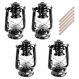 4er-Set Retro Öllampen – mit Docht, ohne Strom nutzbar – wetterfest & stilvoll – 35,5 cm hoch – Schwarz oder Weiß – Deko & Notlicht für Garten, Camping & Krisenvorsorge (Schwarz)