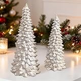 Tischdeko Weihnachten 2PCS Weihnachtsbaum Tischdeko Weihnachtsdeko Tischdeko Künstlicher Weihnachtsbaum Weihnachtstischdeko für Schaufenster Winterurlaub Deko Silberweiß