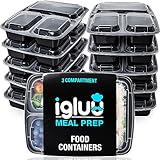 [10er Pack] 3-Fach Meal Prep Container Von Igluu - Essensbox, Lunchbox Mikrowellengeeignet, Spülmaschinenfest Und Wiederverwendbar - Luftdichter Deckelverschluss, BPA Frei