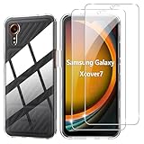 Effcotuo Hülle für Samsung Galaxy XCover 7 Cover mit 2 Stücke Panzerfolie für Panzerglas Displayschutzfolie Schutzfolie Durchsichtig Handyhülle Transparent Silikon TPU Schutzhülle Case