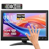 Thinlerain 10,1 Zoll Kleiner PC Monitor 1366x768 LED 16:9 LED Bildschirm Touchscreen Mini Monitor (HDMI/VGA/BNC/AV/Speaker/VESA) for PC, Kitchen, fire Stick, Computer, Raspberry Pi, Windows 7/8/10