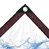 Plane - Transparent - Mit öSen, 2x1m Abdeckplane Wasserdicht für Balkon Regenschutz/Gartenmöbel, Durchsichtige Schutzplane Abdeckplanen für Sandkasten Abdeckung/Pool/Terrassenplane