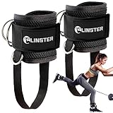 Fußschlaufen Kabelzug für Seilzug Fitness mit Fixseil, Kickbacks Fußschlaufe mit 4 D-Ringen und Neopren, (2 Stück) Ankle Straps für Frauen und Männer Gesäßmuskeln und Beintraining