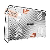 HUDORA Fußballtor Trainer mit Torwand I Robustes Outdoor-Tor für Kinder & Erwachsene I Tormauer mit Zwei verstärkten Schusslöchern I wetterfestes Tor für Training & Freizeit - Arrow