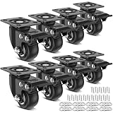Deutnart Schwerlastrollen, 50 mm Robuste Möbelrollen, Rollen für Möbel Tragfähigkeit von 600 kg, Geräuscharme Lenkrollen mit Oberer Platte für Wagen Möbel Werkbänke Paletten - 8er Rollen Schwerlast
