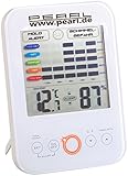 PEARL Schimmelalarm: Digital-Hygrometer/Thermometer mit Schimmel-Alarm und LCD-Display (Hygrometer mit Schimmelalarm, Schimmelthermometer, Feuchtigkeitsmesser Pflanzen)