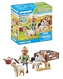PLAYMOBIL Country 71444 Junger Schäfer mit Schafen, Hüten und Pflegen der Schafe mithilfe des Bordercollies, mit Zubehör wie Haartrimmer und Strohballen, nachhaltiges Spielzeug für Kinder ab 4 Jahren