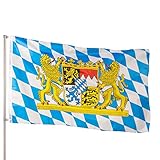 PHENO FLAGS Premium Bayern Flagge 90x150 cm - extrem wetterfeste Fahne mit Metall-Ösen und spezieller Versiegelungstechnik - doppelt gesäumt - brillante und lebendige Farben