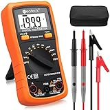 Neoteck Digitales Multimeter 2000 zählt Auto Digitalmultimeter mit AC/DC Spannung Strom Widerstand Kapazität Frequenz Diode Multitester mit LCD-Display, Tragetasche