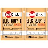 SaltStick Fastchews Elektrolyt-Ersatztabletten für Rehydration, Bewegungserholung, Jugend- & Erwachsenensportler, Wandern & Sporterholung, 2 Packungen mit je 10 Tabletten (Pfirsich)