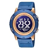 Digital Herren Uhren - Sport Outdoor Armbanduhr 5 ATM wasserdichte Uhren Mit Wecker/Kalender/Stoppuhr/Stoßfest,Blau