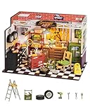 Rolife Holz Puppenhaus Garage Werkstatt Miniatur DIY Handwerk Kits Puppenhaus Kit Bausätze mit LED Leuchten Weihnachts Geburtstagsgeschenk für Kinder und Erwachsene