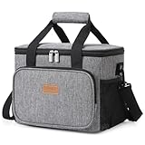 Lifewit Kühltasche Wählbare Kapazität: 8,5L/15L/24L, Isolierte Lunchtasche, Kühltasche Klein Tragbare Cooler Bag, Thermotasche, Lunch Bag für Herren und Damen, 15L Grau