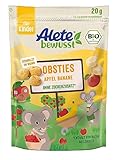 Alete bewusst Obsties Apfel Banane, ab 3 Jahren, gefriergetrocknete Bio-Fruchtchips, Früchte-Snack für Kinder, verzehrfertig im verschließbaren Beutel, 20 g