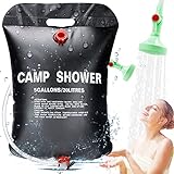 ECtury 20l Campingdusche Solardusche, Mobile Solardusche Camping Dusche Set, Outdoor Gartendusche Kinder Warmwasser, Tragbare Solar-Wassersack für Garten, Reisedusche mit Duschkopf Schlauch Tasche