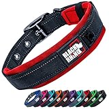 Black Rhino - Das Comfort Halsband Super Weiches Neopren Gepostertes Hundehalsband für alle Hunderassen - Hochbeanspruchbar Verstellbar Reflektierend Wetterfest (XL, Rot/Schwarz)