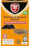 PROTECT HOME Wühlmaus & Maulwurf Blocker - Effektiver Vertreiber für Maulwurfabwehr und Wühlmausabwehr mit Sofortwirkung, 100g