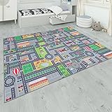 Paco Home Teppich Kinderzimmer Kinderteppich Spielteppich Straßenteppich rutschfest Mädchen Jungs, Grösse:80x150 cm, Farbe:Grau 3