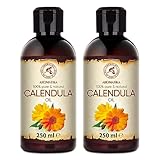 Ringelblumenöl 2x250ml - Calendula Öl - Calendula Officinalis - Calendula-Öl-Set - Rein & Natürlich - Calendula Öl - Basisöl - Ringelblumen Öl für Schönheit - Massage - Kosmetik - Körperpflege