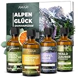 Amari ® Saunaaufguss Set Alpenglück – natürliche Saunadüfte mit Bio-Ethanol – Naturreine Ätherische Öle – Aufgussmittel, Sauna, Saunaöl, Duftöl