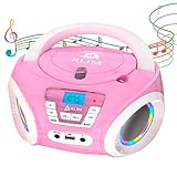 KLIM Candy Kids CD Player für Kinder - NEU 2024 - UKW-Radio - Inklusive Batterien - Rosa - Boombox tragbar - mit Lautsprechern, Kleinkinder (Pink)