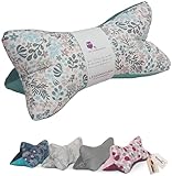 Leseknochen Nackenkissen Blumen bequem und waschbar! Handgestopft und genäht in Deutschland - Nutzbar als Nackenrolle Kissen Nackenrolle (Frühlingsblume Mint)