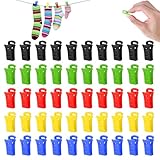 LUOJINYI Sockenklammern für Waschmaschine und Trockner, 50 Stück Bunt Sockenklammern, Sockenclips für Waschmaschine,Sockenclips mit Haken, Mehrzweck-Sockenhalter