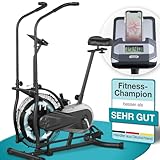 Air Bike Sitz-Crosstrainer Fahrrad Heimtrainer mit Trainingscomputer für zuhause, Indoor Bike belastbar bis 110 kg