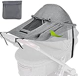 Sonnensegel kinderwagen Sonnenschutz kinderwagen Sonnenschirm, Reißfester mit UV Schutz Beschichtung 50+ und Rollo-Funktion,mit Sichtfenster und extra breite Schattenflügel