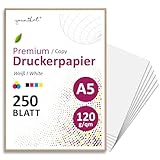 younikat DIN A5 Kopierpapier I 120 g/m² I 250 Blatt in weiß I Papier Blanko Rezeptpapier I dv1550