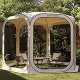 EAST OAK Pop Up Zelt, Pavillon 3×3m, Wurfzelt Große für 4-6 Personen, Gazebo für Camping, Garten, Terrasse, Stoffe Wasserdicht, UPF 50+ UV Schutz, 360° Belüftung, Anti Moskito, mit Tragetasche, Beige