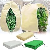 Vlies-Pflanzen-Frostabdeckungen für den Winter, Strauchjacken mit schädlingsfestem Design und Frostschutz, wiederverwendbare Frostdecken mit Reißverschluss (3 beige)