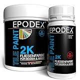 EPODEX 2K Fliesenfarbe für Badezimmer, Küche & mehr, Hochwertige Farbe für Wand- und Bodenfliesen, Wasserfester & abriebfester Fliesenlack Weiß, Grau, Beige & mehr - 1.8kg (7m² für 2 Anstriche)