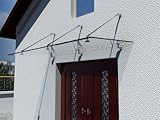 Glasvordach 200cm x 90cm, Vordach aus 13,14 mm starkem Verbundsicherheitsglas (VSG) mit 3 hochwertigen V2A Edelstahlbeschlägen - ALLE GRÖßEN