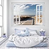 murimage Fototapete Strand Fenster 183 x 127 cm inklusive Kleister Fenster Ausblick Meer Strand Dünen Ozean Ocean Way Tapete