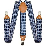 Guador Hosenträger Herren, Hosenträger Y Style Hosenträger Für Herren Breit 3,5 Cm Extra Stark Einstellbar Breit Einheitsgröße Hosenträger (Blau (Gelbes Leder))