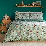 Duvet Day Noelle Bettbezug-Set – Ultraweiche, Festliche, wendbare Weihnachtsbettwäsche (Grün – Einzelbett)