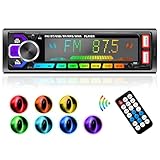 Autoradio Bluetooth 5.0, FM 7 Farben Licht Einstellbar Autoradio mit Bluetooth Freisprecheinrichtung, mit 2USB/AUX/TF MP3 Player Kompatibel mit iOS und Android