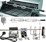 DRULINE Grillspieß Set, 83 cm, inkl. Edelstahl mit Motor, 220V - 240V, 8x8mm Drehspieß, Rotisserie, Drehspiess Grillspieß für Gasgrill holzkohlegrill Grill grillzubehör feuerschale Elektrischer BBQ