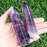 XIANNVXI 4' Groß Amethyst Kristalle Turm Edelsteine Stab Kristall Steine Türme Hexagonal Punkt Stäbe Natürlicher Meditation Energie Stein 9-10cm 1PC