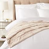 Amazon Basics Kunstfell-Überwurf Kuscheldecke, Nicht beheizt, Elfenbein, 150 x 200 cm