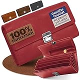 FLEXIBILITE Kellner Geldbörse Kellnerportemonnaie Echt Leder Zertifiziert [2025] RFID | Kellnerbörse Kellnergeldbeutel aus Leder | Bedienungsgeldbeutel Taxi Portemonnaie Rot