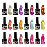 Gel Nail Polish Set, Fruit Cat's Eye Finish, 7,5 ml, 12-teiliges Maniküre-Set, magnetisch, schimmernd, mehrfarbig, Kollektion für Damen, Mädchen, Zuhause, Salon, Hochzeit, Party, Reise